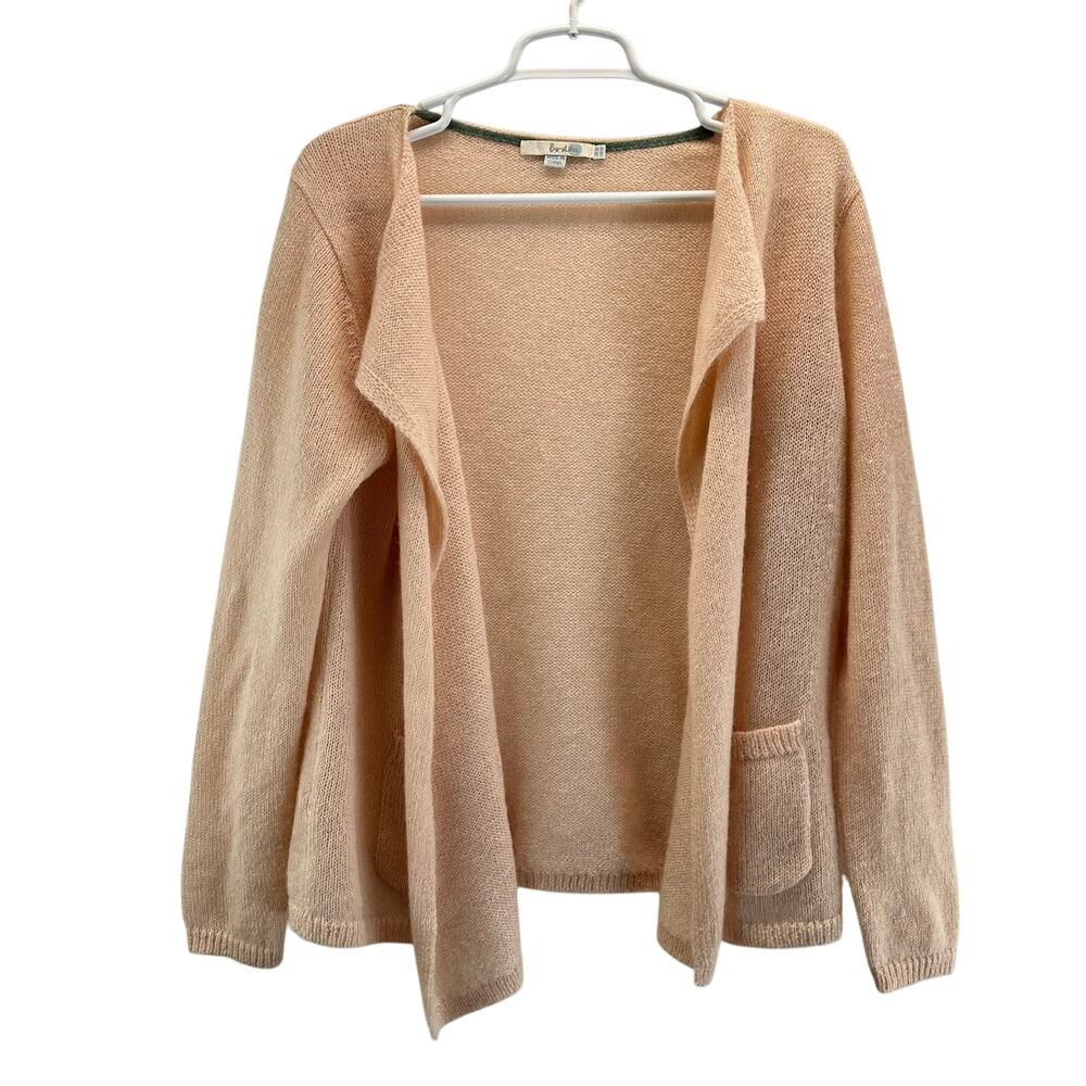 Boden Mohair Wool Blend Open Front Open Weave Pink Cardigan Sweater 12